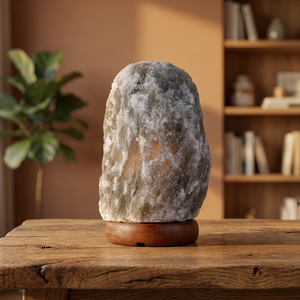 Lámpara de Sal del Himalaya Gris Natural OEM con Base de Madera e Interruptor Regulador de Intensidad para Decoración y Regalo, Lámparas de Sal Gris para Habitación - Product Image 1