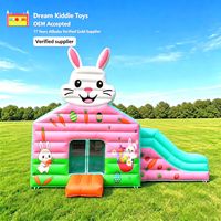 Château Gonflable Pâques Lapin avec Toboggan et Aire de Saut pour Enfants – Idéal Événements Extérieurs et Fêtes – PVC Robuste – Vente en Gros
