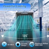 Climatiseur évaporatif intelligent 9000 cmh noir, refroidisseur d'air en Chine, réservoir d'eau de 100 L, climatisation évaporative portable