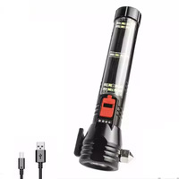 Lampe de poche multifonctionnelle pour auto-sauvetage de voiture avec ampoule LED Chargement USB Lumière puissante Corps ABS pour le camping et le sauvetage en cas d'incendie
