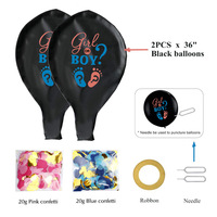 Ballon noir de 36 pouces pour révéler le sexe, ballons confettis avec confettis roses et bleus