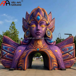 Arco Inflable Gigante con Diseño de Diosa, Puerta de Entrada Inflable Personalizada con Diseño de Diosa Mítica Morada para Decoración de Escenarios de Festivales de Música y Eventos de DJ - Product Image 1