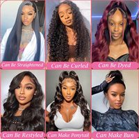 Perruques en cheveux humains Remy ondulés avec dentelle transparente, pré-épilées avec baby hair, pouvant être transformées en queue de cheval et chignons, pour femmes noires