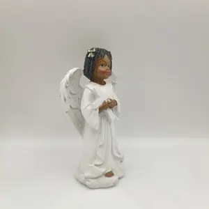 Boneca americana Africano personalizado pintado à mão interior elegante encantadora menina anjo figurines resina presente