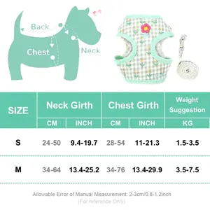 可愛い花のボウノット子犬ベストハーネスリーシュセット小型中型犬用ポリエステルブレイクアウェイクイックリリースChihuahuas Pug Yorkies - Product Image 6