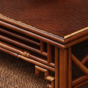 Table à thé en bambou de style chinois, petite table carrée rétro colorée pour service à thé - Product Image 2