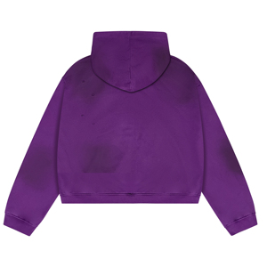 <span class=keywords><strong>Felpe</strong></span> con cappuccio oversize casual da <span class=keywords><strong>uomo</strong></span> <span class=keywords><strong>viola</strong></span> con zip, personalizzate con stampa di lettere effetto distressed, lavaggio effetto sporco, per abbigliamento streetwear da <span class=keywords><strong>uomo</strong></span> - Product Image 2