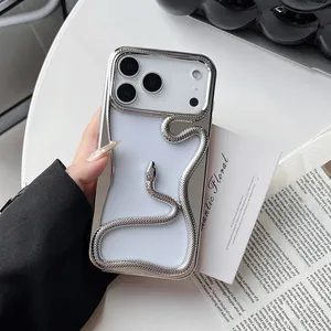 <span class=keywords><strong>Cover</strong></span> per <span class=keywords><strong>iPhone</strong></span> 18 17 16 15 14 13 12 <span class=keywords><strong>11</strong></span> <span class=keywords><strong>Pro</strong></span> <span class=keywords><strong>Max</strong></span> in silicone morbido antiurto bianco con design 3D a serpente cavo per dissipazione del calore - Product Image 4