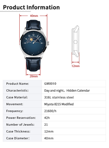 <span class=keywords><strong>Orologio</strong></span> Meccanico Personalizzato OEM con Logo, Indicatore Giorno/Notte in Oro Rosa, <span class=keywords><strong>Orologio</strong></span> <span class=keywords><strong>da</strong></span> <span class=keywords><strong>Polso</strong></span> Automatico con Movimento Miyota - Product Image 5