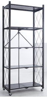 Étagères de rangement pliables en métal à 5 niveaux, support de cuisine pliable, chariot d'îlot pliable