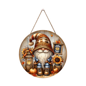 Colgante de hoja de arce de madera para otoño y Acción de Gracias, decoración para fiestas de la cosecha, placa de puerta de gnomo calabaza - Product Image 5