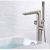 Yundoom OEM ducha nickel douche rotative brossée douche pluie support de sol robinet de baignoire autoportant