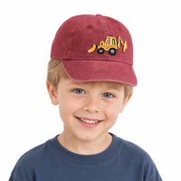 Nouvelle casquette de baseball rétro unisexe pour enfants printemps/automne à 6 panneaux avec patch de dessin animé excavateur en tissu coton et boucle en cuivre argenté