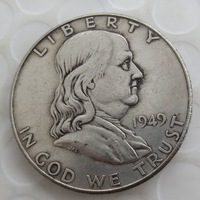 Réplique de la pièce de monnaie américaine Benjamin Franklin LIBERTY BELL en argent, demi-dollar, vintage, 1948-1963