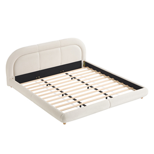 Cama Moderna de Lujo con Plataforma Baja Ajustable y Cabecera Curva Tapizada, Tamaño Queen/King, Terciopelo Tufted, Garantía de 5 Años - Product Image 2