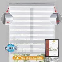Stores Persilux modernes électriques sans fil blancs à motif zèbre pour fenêtres 22 po L x 64 po H, double couche, contrôle de la lumière jour/nuit, filtrant