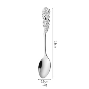 Ensemble de couverts écologiques YOUNIS Classic Rose Handle Spoon Fork, acier inoxydable de qualité alimentaire, pour café, thé, dessert, glace, salade - Product Image 6