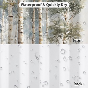 <span class=keywords><strong>Rideau</strong></span> <span class=keywords><strong>de</strong></span> <span class=keywords><strong>douche</strong></span> en polyester, sans perçage, imprimé paysage forêt <span class=keywords><strong>de</strong></span> bouleaux style aquarelle, décoration <span class=keywords><strong>de</strong></span> salle <span class=keywords><strong>de</strong></span> bain - Product Image 4