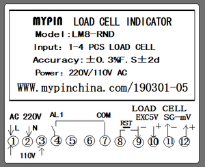 मिपिन नेतृत्व इलेक्ट्रॉनिक वजन संकेतक (LM8E-RN4D) - Product Image 4