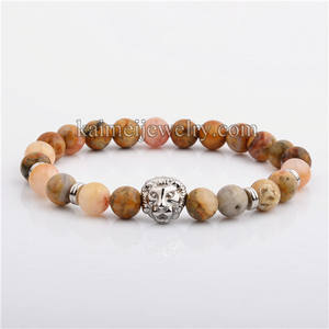 Braccialetto con perline elasticizzate in pietra turchese rossa da 8mm con ciondolo in oro di Design più nuovo per le donne - Product Image 2