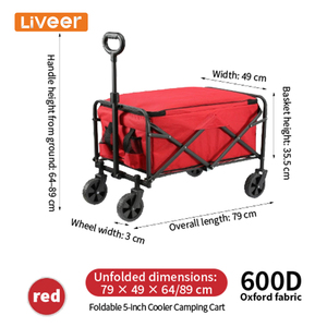Chariot de courses pliable réfrigéré avec poignée réglable de 64 à 89 cm - Idéal pour transporter les courses fraîches au supermarché - Product Image 2