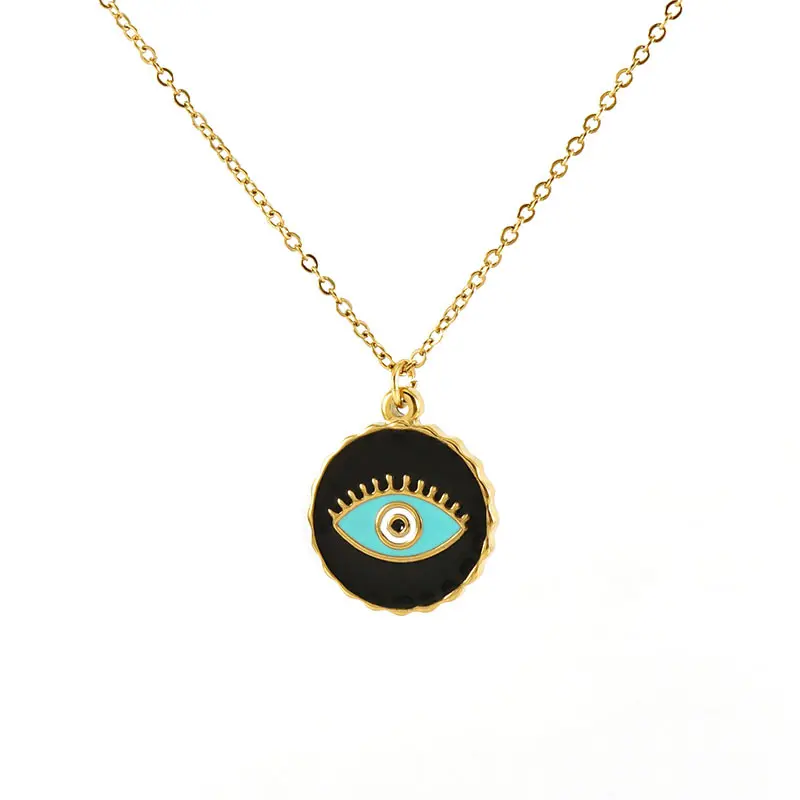 18K Rvs Devil 'S Eye Ketting Persoonlijkheid Turkiye Emaille Hanger Kraag Ketting Sieraden Meisje