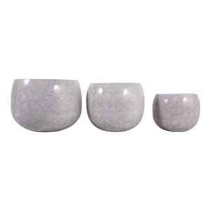 Set di 3 fioriere moderne rotonde in metallo per interni ed esterni, vasi decorativi per ingresso, soggiorno, ufficio. - Product Image 5