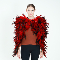 Écharpe d'épaule en plumes naturelles avec manches longues, multicolore, accessoire de costume pour spectacle, carnaval, cosplay