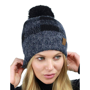 Bonnet personnalisé doux et extensible avec doublure en fourrure et revers à carreaux <span class=keywords><strong>Buffalo</strong></span>, 100 % acrylique, pour femme, avec nœuds OEM, camouflage, style professionnel - Product Image 6
