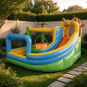 Château gonflable imperméable en PVC, château gonflable dinosaure avec toboggan, jouet <span class=keywords><strong>de</strong></span> jeu pour enfants en plein air - Product Image 1