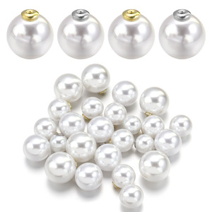 Perles rondes faites à la main DIY Imitation perle or/blanc k couleur <span class=keywords><strong>pull</strong></span> à un boutonnage broche disque support inférieur broche <span class=keywords><strong>maison</strong></span> vide - Product Image 1