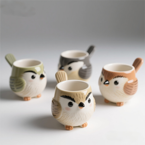 Tasses à café en céramique personnalisées en forme d'<span class=keywords><strong>oiseau</strong></span> Goldcrest, vaisselle fantaisie à thème animalier en gros pour cadeaux promotionnels et cafés – Nouveauté - Product Image 1