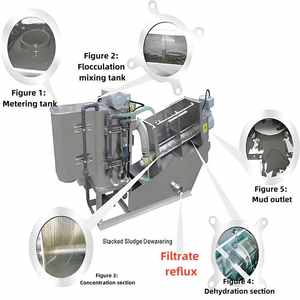 Separador de Líquidos Sólidos, Equipo de Espesamiento de Lodos de Aguas Residuales, <span class=keywords><strong>Prensa</strong></span> de <span class=keywords><strong>Tornillo</strong></span> de Voluta, Máquina de Deshidratación de Lodos - Product Image 6