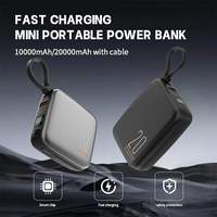 Batterie Externe Portable OEM à Charge Rapide 10000/20000mAh avec Câble Type-C et Micro USB Intégré, Li-Polymère 2-en-1 Ultra Mince à Charge Rapide
