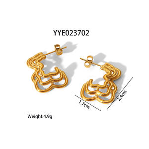 Boucles <span class=keywords><strong>d</strong></span>'oreilles en acier inoxydable doré, design rétro creux en forme <span class=keywords><strong>d</strong></span>'oreille <span class=keywords><strong>d</strong></span>'<span class=keywords><strong>ours</strong></span>, marque Dongguan Inspire Jewelry, vente en gros - Product Image 5