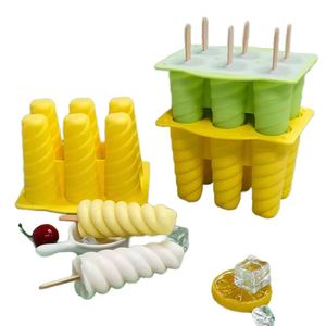Molde de silicona ecológico de 6 cavidades en espiral para paletas de helado, molde de helado DIY de verano, delicias congeladas caseras - Product Image 1