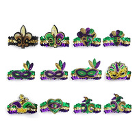 Bracelet élastique à sequins Mardi Gras pour femme, violet, vert, or, fleur de lys, masque de mascarade, bracelet de fête de carnaval, bijoux
