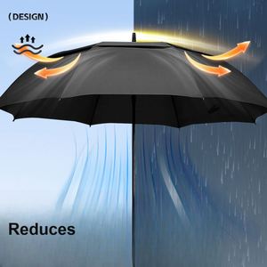 Parapluie à ouverture et fermeture automatiques, double couche, 135 cm, bonne résistance au vent, avec baleines en fibre, idéal pour les voyages, la vente au détail et les cadeaux d'entreprise - Product Image 3
