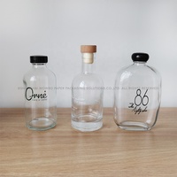 Bouteille en verre ronde de 500ml avec bouchon en métal | Bouteille de boisson avec logo personnalisé pour thé au lait, limonade et café glacé