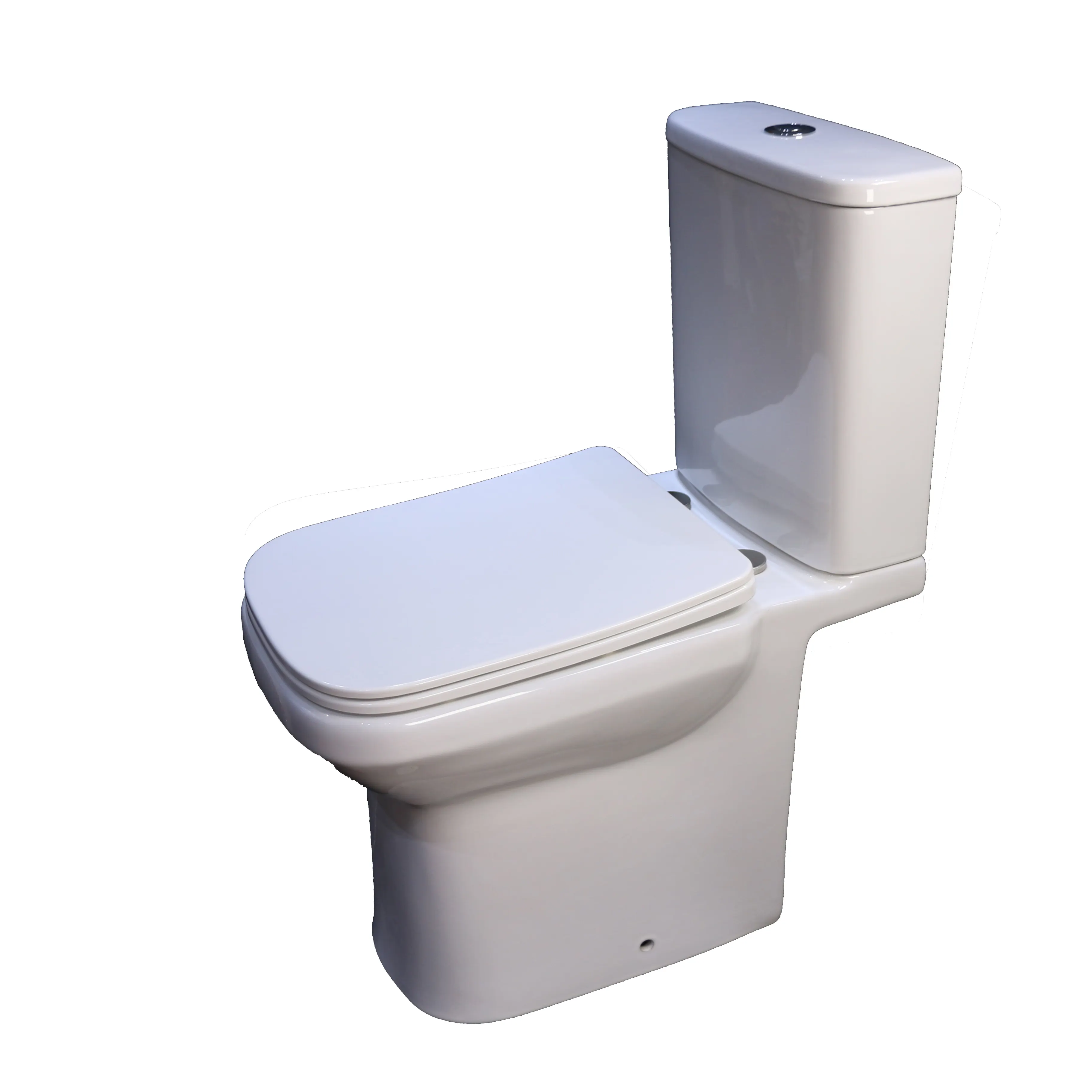 Articles sanitaires de couleur blanche Ensemble de toilette en deux pièces WC standard CE Cuvette de toilette de forme carrée Toilettes en deux pièces en céramique