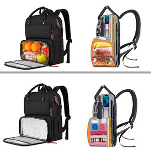 Sac à dos pour ordinateur portable personnalisé avec logo pour hommes et femmes, élégant, doux, imperméable, sac isotherme pour le déjeuner, sac à dos scolaire avec sac à déjeuner - Product Image 4