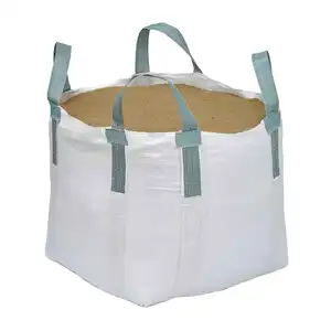 Beige Open Top Flat Bottom Big Jumbo FIBC Ton Bulk Bag for Building Material Sand