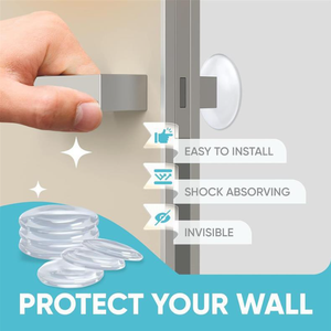 6 PCS/SAC Protections murales en silicone transparentes, silencieuses et absorbant les chocs pour poignées de porte, butées de porte avec adhésif puissant pour le mur - Product Image 1