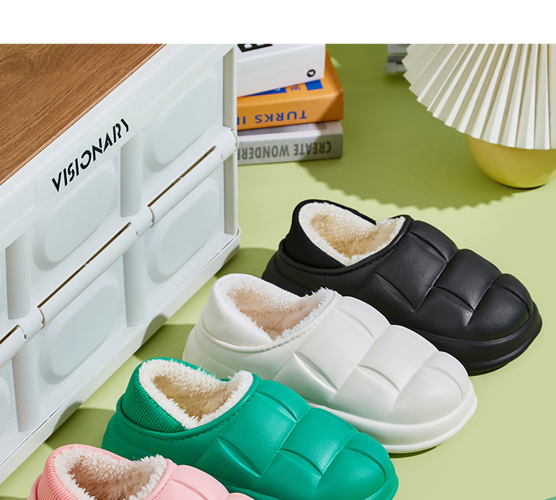 Winter Furry Slippers Women Men Warm Soft Thick Sole Plush Slippers Cotton Shoes