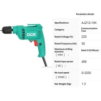 Perceuse électrique DongCheng DCA 12-10K, 468W, haute puissance, réversible, légère, portable, 220V AC