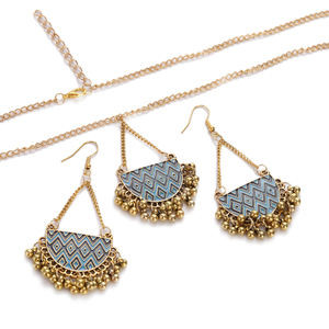 เครื่องประดับอินเดียโบราณยิปซีดอกไม้แกะสลักต่างหูห้อยสำหรับผู้หญิง Boho วินเทจชาติพันธุ์ลูกปัดอัลลอยสร้อยคอพู่สำหรับผู้หญิง - Product Image 1