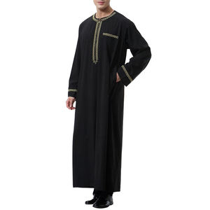 Vente en gros à prix avantageux, thobe traditionnelle musulmane islamique décontractée pour hommes, de haute qualité, en polyester léger - Product Image 3