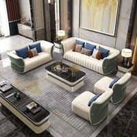 Hochwertige Moderne Wohnzimmer-Luxusmöbel aus China: Echtes Leder Cremeweiß-Grünes Sitzsofa-Set, Komfortabel und Langlebig