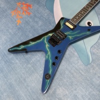 Factory Custom Dimedean Mahogany Solid Wood 6-String HH Pickups Glossy Finish Blue Lightning Darrel Electric Guitar Foam Case