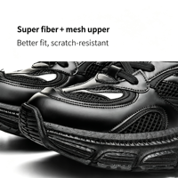 Baskets plateforme épaisses pour hommes, noires brillantes, en TPU et maille respirante, style streetwear oversize, chaussures décontractées pour la marche, vente en gros OEM